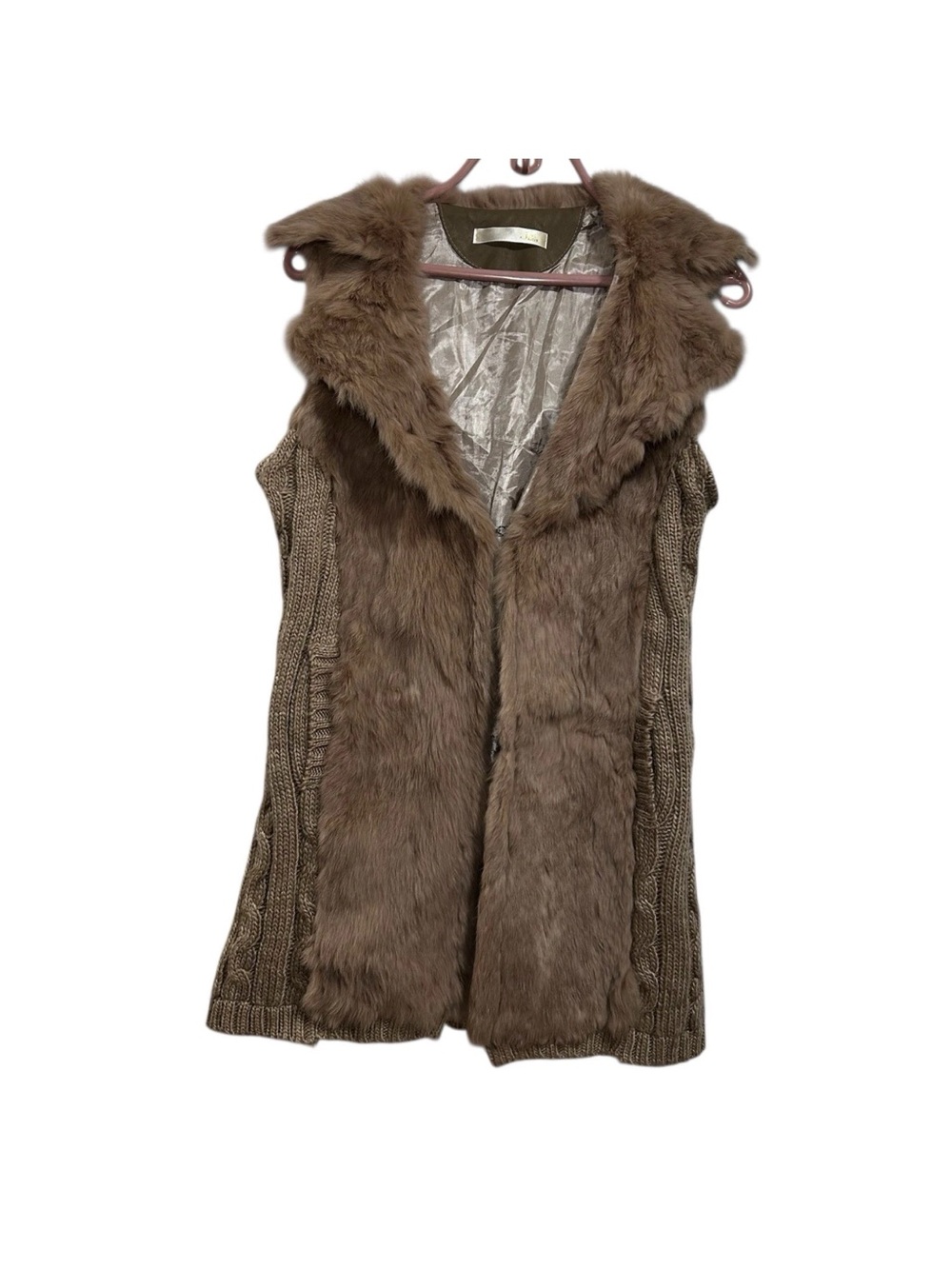 Vintage Joni Rabbit Fur Vest Beige Sleeveless Size S-M